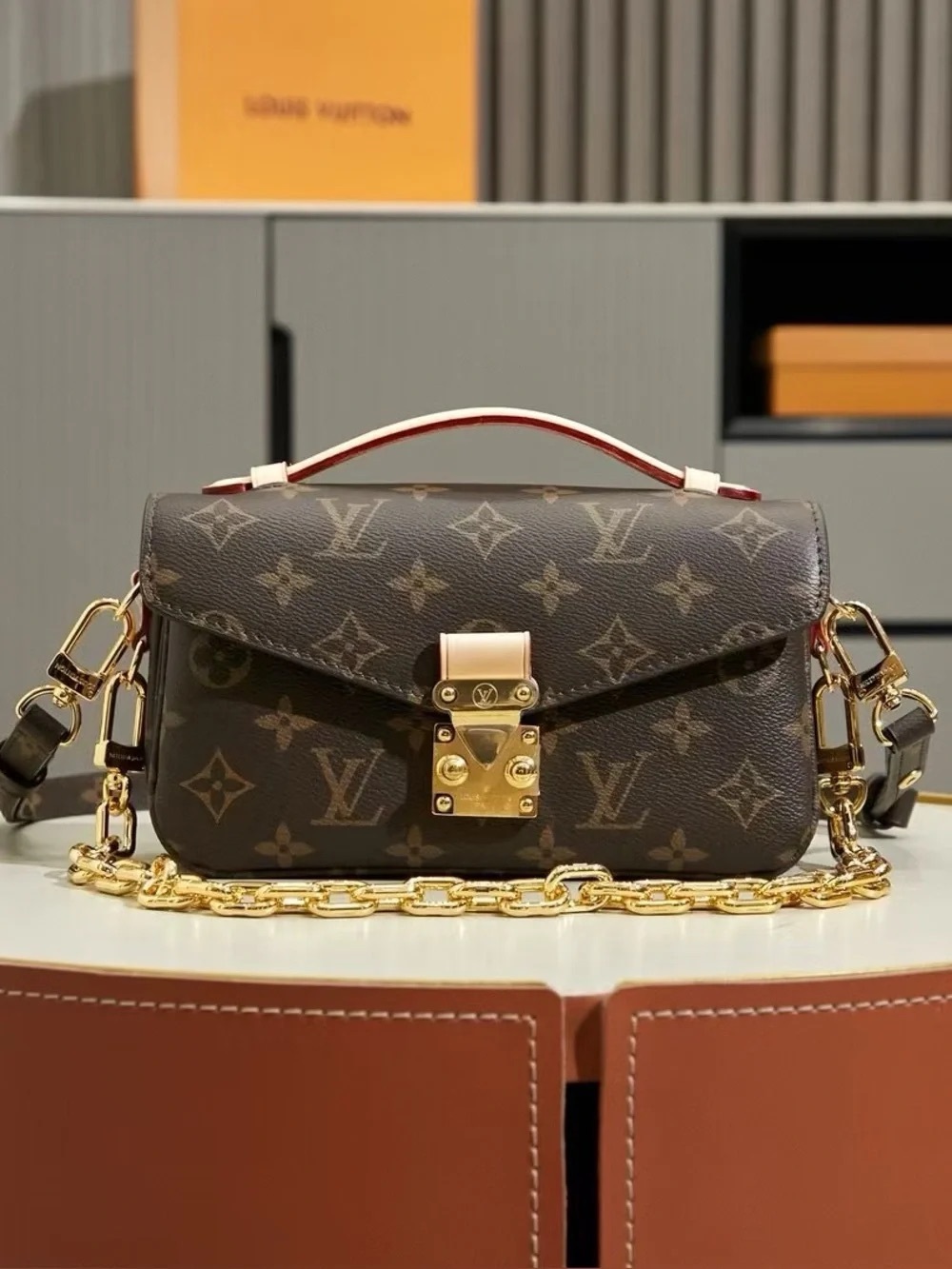 Louis Vuitton Monogram Satchel in Brown with Gold Hardware